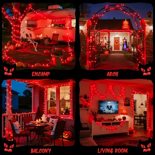 33ft 100 LED Red Halloween Lights with 8 Modes Remote (100 Count)