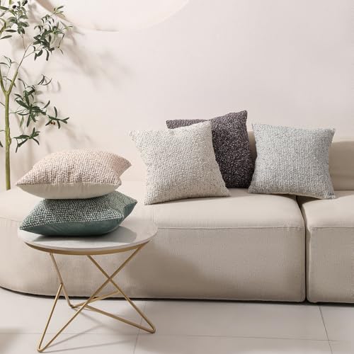 Striped Throw Pillow Covers 24x24 Set of 2 Beige Textured Boucle Chic Morden Boho Accent Farmhouse Square Decorative Couch Pillow Covers for Home Decor Bed Sofa Living Room (2 Count)
