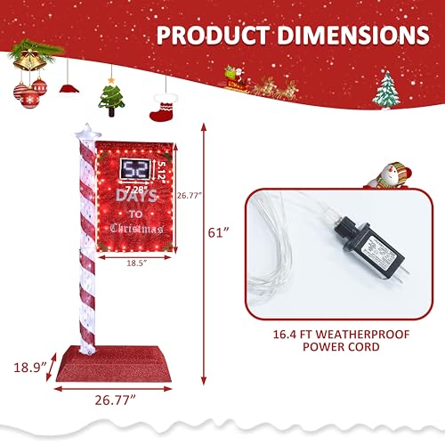 5FT Lighted Christmas Countdown Sign