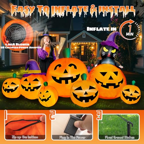 8 FT Long Halloween Inflatables Pumpkin Outdoor Decorations (Yellow)