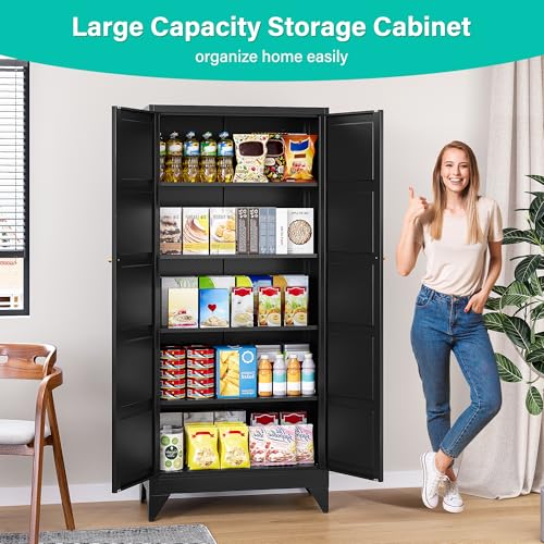 Pantry Storages Cabinet with 2 Doors and 5 Shelves