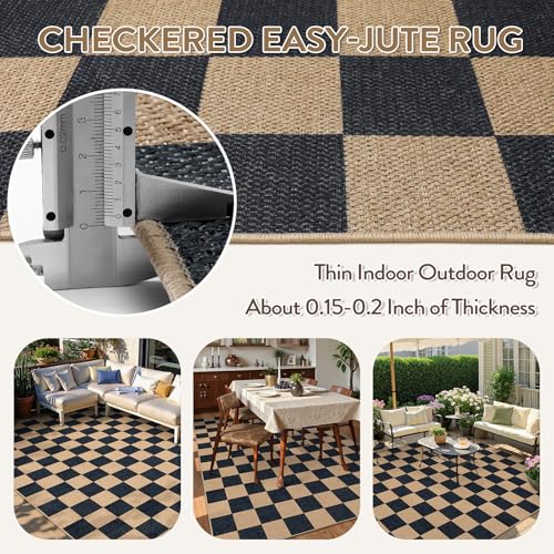 Checkered Easy Jute 6x9 Area Rugs
