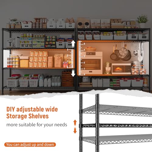 4 Tier Storage Shelves 45.3''W Wire Shelving Unit for Garage (2 Count)