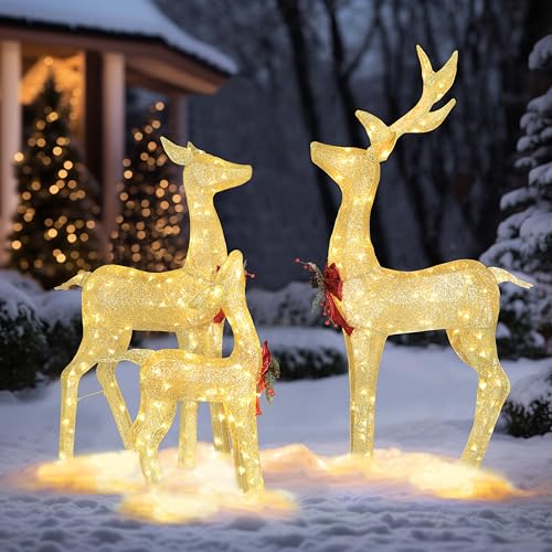 4.5FT Lighted Reindeer Family Set for Christmas Decoration (3 Count)