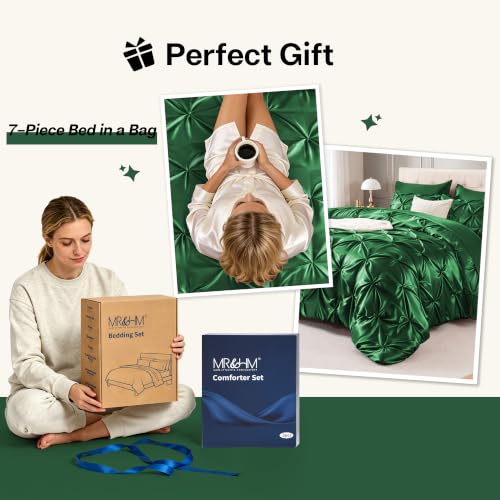 Satin Queen Comforter Set Dark Green