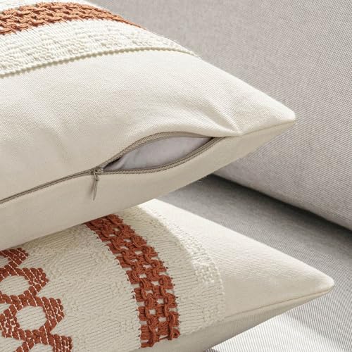 Set of 2 Fall Burnt Orange Decorative Pillow Covers 20x20 (2 Count)
