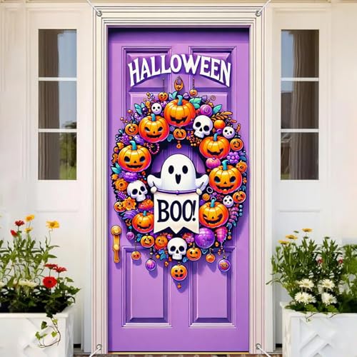 Halloween Door Cover Ghost Boo 12x47 Inch Polyester