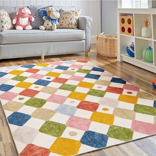 3x5 Washable Playroom Rug for Kids Room Colorful Classroom Rug (15 Sq Ft)