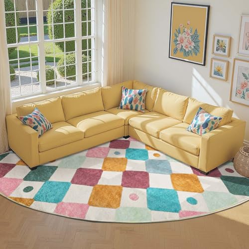 Corner Rug Washable Kids Rug Colorful Classroom Play Mat Confetti (64 Sq Ft)