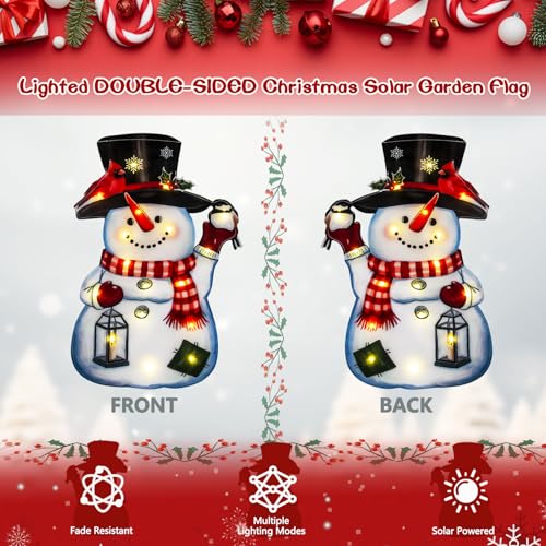28x40 Lighted Christmas Snowman Garden Flag