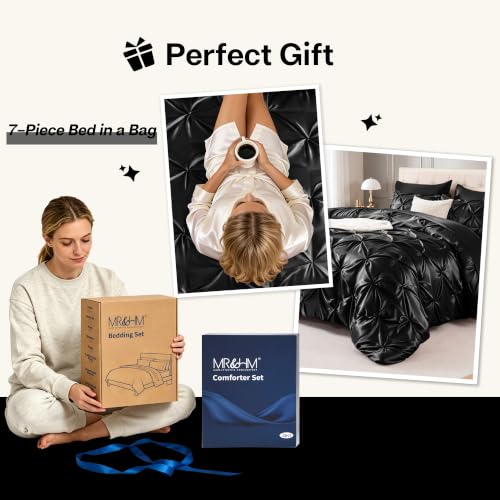 Satin King Size Comforter Set Black