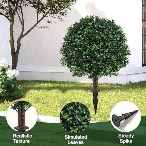 2 Pack UV Resistant Artificial Boxwood Plants Outdoor Topiary (2 Count)