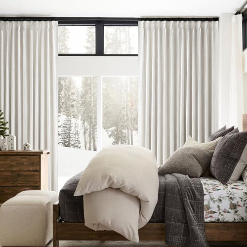 Short Linen Blackout Curtains for Bay Windows 48 Inch Length Bedroom