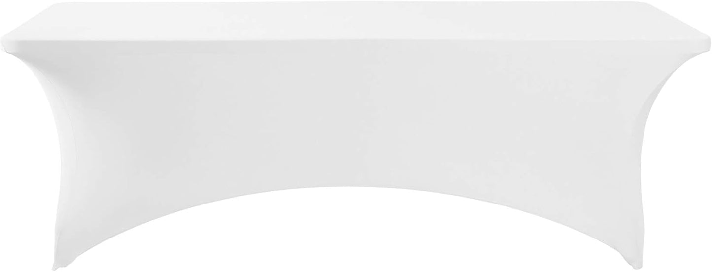 2Pack Spandex Table Cover for 6Ft or 4fT or 8ft Table Universal Fitted Stretch Tablecloth for Party, Banquet, Wedding and Events-White