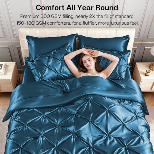 Satin Full Size Comforter Set Teal