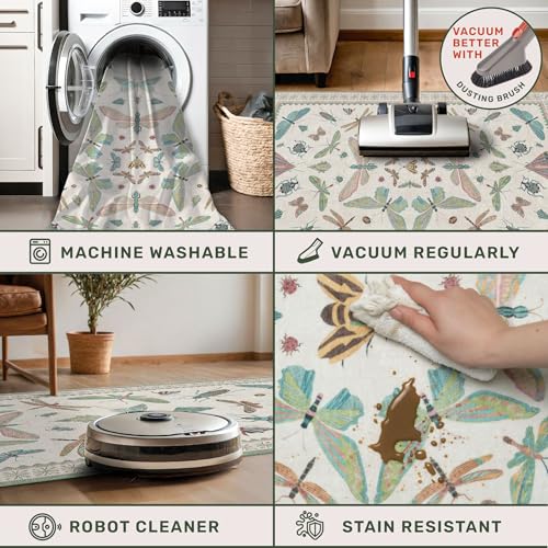 Green Butterfly Rugs for Girls Bedroom (80 Sq Ft)