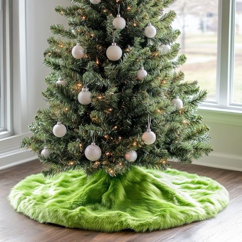 36 Inch Green Christmas Tree Skirt Plush Decoration for Merry Christmas Party