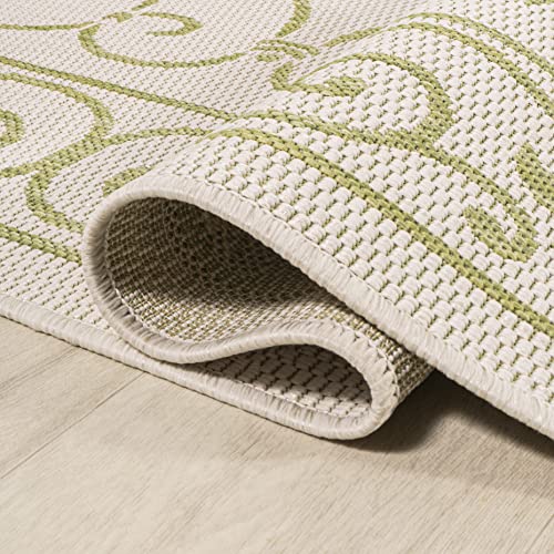 Vintage Filigree Indoor Outdoor Area Rug 8X10 Cream