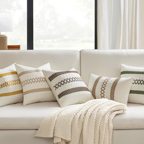 Set of 2 Coco Brown Boho Decorative Pillow Covers 20x20 Inch (2 Count)