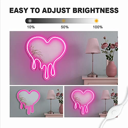 Melting Heart Neon Acrylic Mirror Sign with LED Light