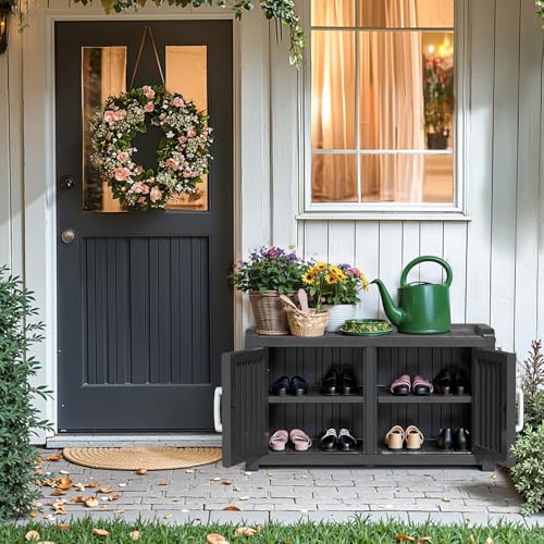 Shoe Cabinet Storage Bench Indoor Outdoor