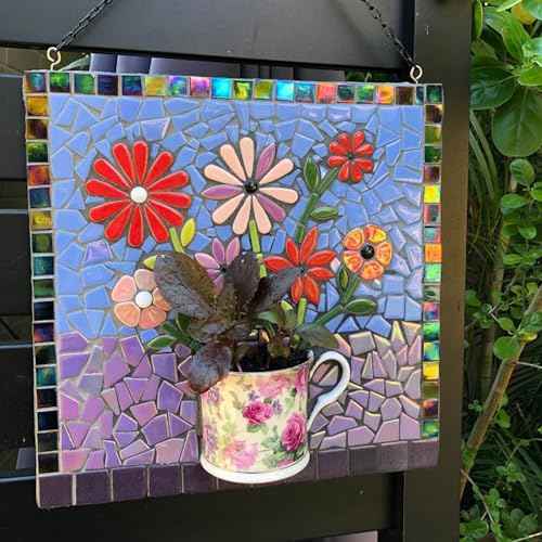 200g Purple Glass Mosaic Tiles for Crafts Bulk (7.05 Ounce)