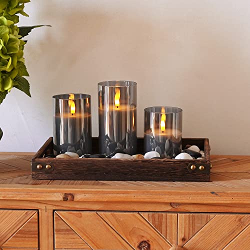Grey Glass Flameless Candles (3 Count)