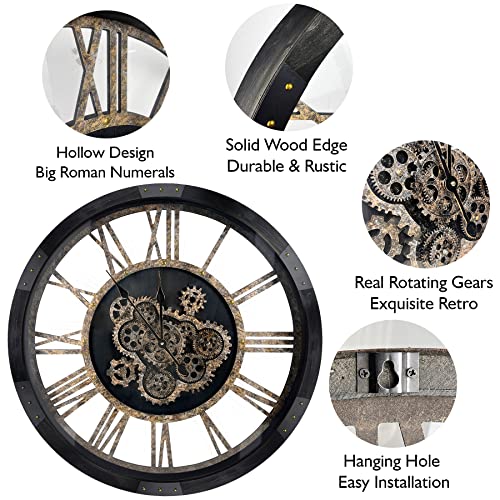36" Extra Large Wall Clock with Moving Gears