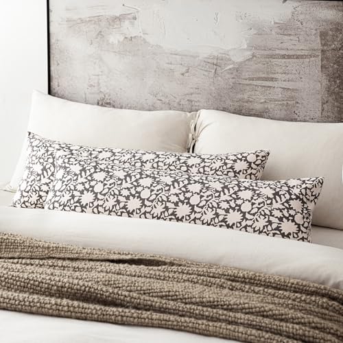 Set of 2 Decorative Long Body Lumbar Throw Pillow Covers Accent Farmhouse Cushion Covers Boho Floral Pillowcase for Couch Sofa Bedroom Living Room Home Decor (2 Count)
