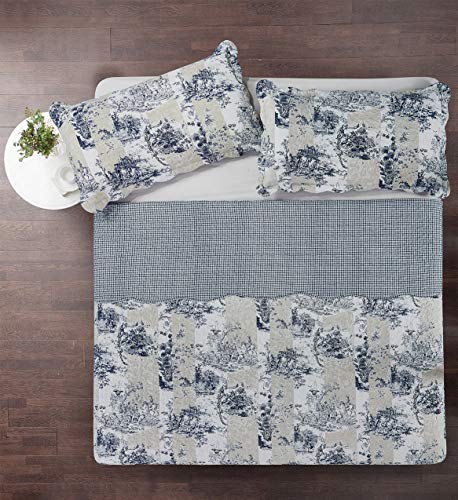 Blue Toile Quilt Set