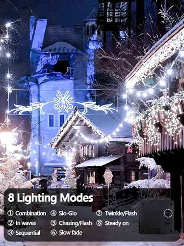 Solar String Lights Outdoor 6 Pack 600 LED 198FT Christmas Light Cool White (6 Count)