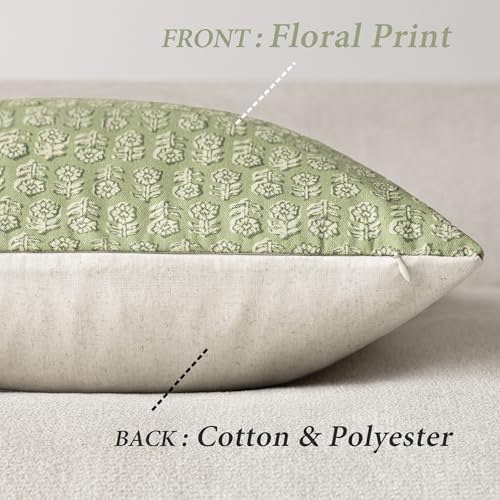 Decorative Floral Print Throw Pillow Covers 20×20 Lime Green (2 Count)