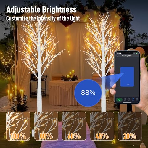 Smart Lighted Birch Twig Tree with Fairy Lights (2 Count)