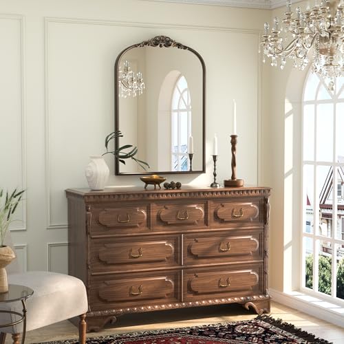 24x36 Bronze Vintage Arched Mirror for Wall