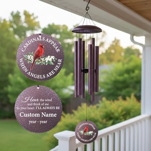 30"/36"/45" Wind Chimes for Memorial Loss Loved One Mom Dad Husband Wife, Personalized Deep Tone Wind Chime for Sympathy Remembrance Bereavement Produced in Texas