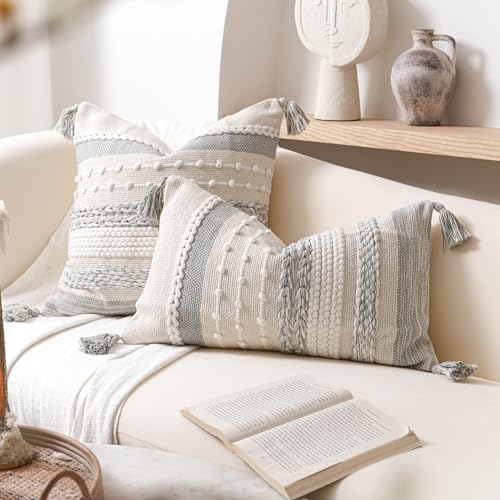 Gray Decorative Lumbar Pillow Cover 14x24