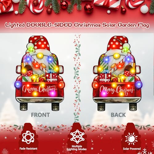 28x40 Solar Christmas Dwarf Garden Flag