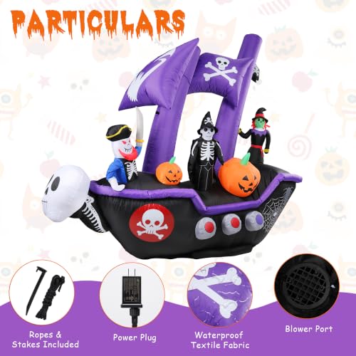 Halloween Inflatable Pirate Ship Outdoor Decor with LED Light (7.78FT)