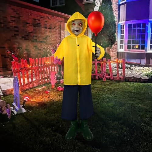 4 Ft Life Size Halloween Animatronics Prop with Sound & Touch (4 Ft Yellow)