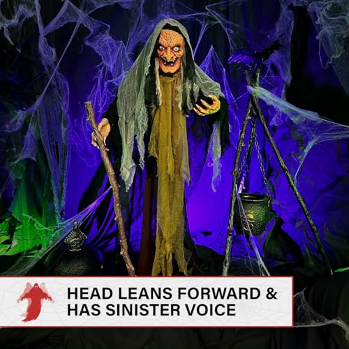 Life Size Scary Poseable Talking Witch (Gothic, Halloween-themed)