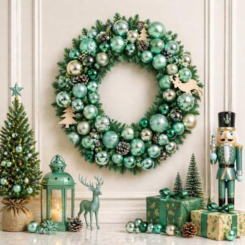 24ct Mint Green Christmas Ball Ornaments for Tree Decorations (24 Count)