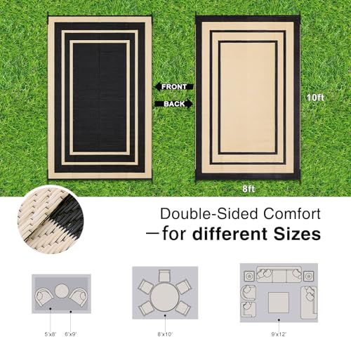 Outdoor Rug 8x10 ft Waterproof Reversible Mat