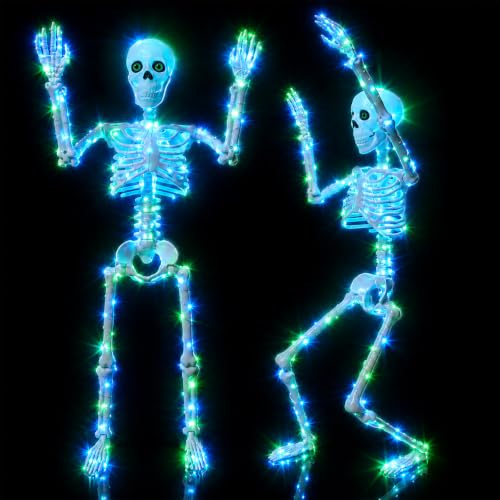 Blue and Green Light up Skeletons Halloween Decor (Blue&Green Light)