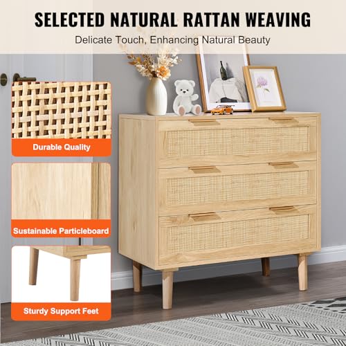 3 Drawer Rattan Dresser
