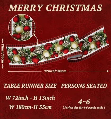 Table Runner for Christmas Decorations with Red and Green Buffalo