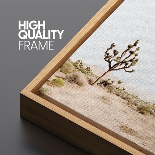 Extra Large Framed Canvas Print Wall Art Desert Solitude Joshua Tree Landscape Antique Retro Fine Art Illustrations Decorative Colorful for Bedroom