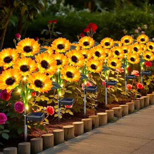 6 Pack Sunflower Solar Garden Lights Decorative Solar Landscape Lights (2 Count)