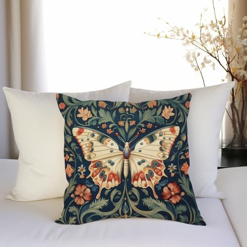 William Morris Abstract Vintage Floral Velvet Butterfly Design Throw Pillow Covers Home Decor