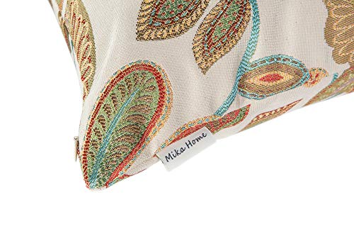 Set of 2 Jacquard Tropical Leaf Pattern Oblong Throw Pillow Covers Accent Pillowcase 12X20 Inches (2 Count)