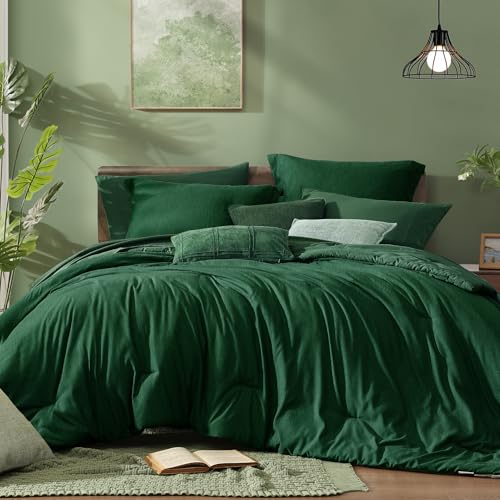 King Size Comforter Set 7 Pieces Emerald Green Bed in a Bag